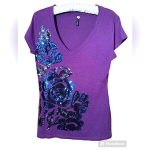 Alaniz size medium purple sequence T-shirt